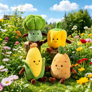 Collection de jouets en peluche Kawaii en forme de légumes, animaux en peluche moelleux à visage souriant, oreillers doux en forme de nourriture pour enfants - Product Image 6