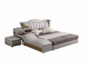 <span class=keywords><strong>Lit</strong></span> intelligent multifonctionnel de luxe OEM ODM, <span class=keywords><strong>lit</strong></span> en cuir réglable avec système de massage, système audio, TV, <span class=keywords><strong>rangement</strong></span>, mobilier de chambre moderne - Product Image 4