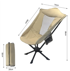 เก้าอี้ตั้งแคมป์พับได้สามขาแบบพกพาสีดำพร้อมพนักพิงศีรษะและแผงตาข่าย - Product Image 6