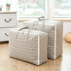 Cotton Linen Lattice Storage Bags Rectangle Clothing Organizer Moisture Proof Insect Proof Moving Bag Set - Product Image 2