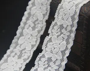 (100cm/roll)3cm width High Quality White Elastic Lace ribbon Trim lace trimmings for sewing accessories wedding adress