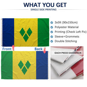 Флаг Винсентиан и Гренадинов 3x5 футов (90x150 см), полиэстер, односторонняя печать, с латунными люверсами, оптом - Product Image 3