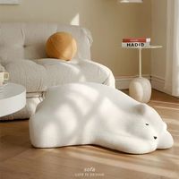 Nouveau style 2025 : Canapé-lit individuel en flanelle, motif ours en peluche ou panda, grande décoration de sol pour salon et chambre, idéal pour les personnes qui recherchent la détente.