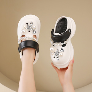 <span class=keywords><strong>2025</strong></span> nữ mùa hè Hàn Quốc dày baotou Dép Lê Nửa lỗ ngọc trai nền tảng nhẹ thoáng khí cắt lưới Giày - Product Image 3