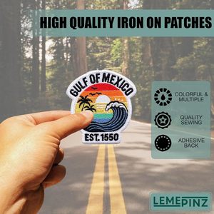 Parche Bordado Personalizado del Golfo de México de 3 Pulgadas, Termoadhesivo o para Coser, Aplique de Tela para Viajes - Product Image 5