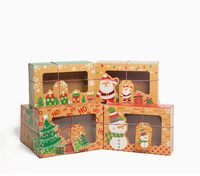 Boîte à biscuits, bonbons et cadeaux de Noël, boîte rectangulaire biodégradable en carton blanc avec fenêtre