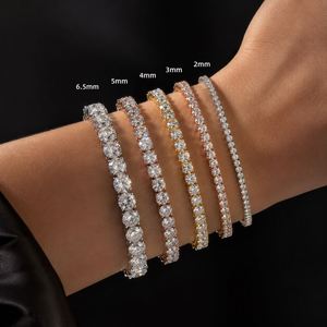 High Quality Pass Diamond Tester Hiphop 925 <b>Sterling</b> <b>Silver</b> Brilliant Cut Gold Plated 2mm 3mm 4mm 5mm 6.5mm Moissanite <b>Bracelet</b> - Product Image 1