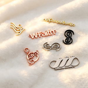 Custom Metal <b>Name</b> <b>Tags</b> with Own Logo Private Sewing Brand Labels Durable Metal Emblem Plates for Fashion Garment, Leather Bags - Product Image 2