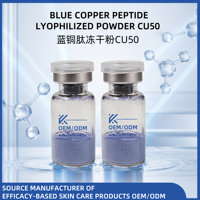 Poudre lyophilisée de peptide de cuivre bleu CU50, peptide stérile GHK-CU CU100, anti-âge personnalisé, fabricant source OEM ODM