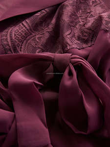 Par <span class=keywords><strong>Ted</strong></span> Baker Robe en mousseline de soie en dentelle bordeaux Vêtements de nuit pour femmes Pyjama deux pièces en dentelle bordeaux Sexy et confortable - Product Image 3