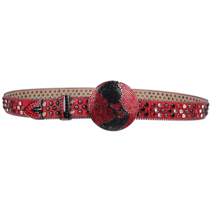 TENGMEI — <span class=keywords><strong>ceinture</strong></span> à <span class=keywords><strong>boucle</strong></span> de monde rouge strass scintillant, nouvelle collection, Western, avec grande <span class=keywords><strong>boucle</strong></span> - Product Image 5