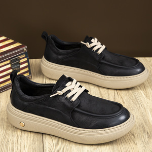 Zapatos Casuales de Piel Sintética para Hombre, Primavera Verano 2026, Nuevo Estilo, Zapatos Beanie Retro con Suela Gruesa, Cómodos, Ligeros, Talla Grande - Product Image 1