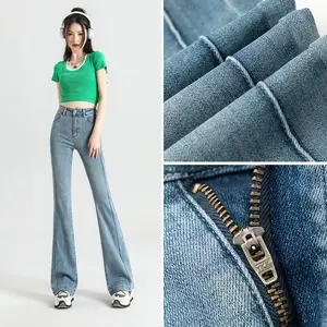 High Waisted And Slightly Flared Jeans For Women's 2024 Spring Clothing New Slimming And Slim Fitting Washed In Light Blue