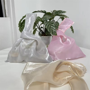 Sac fourre-tout transparent en maille pour femme avec étiquette personnalisée, grande capacité, sac de shopping en organza couleur unie - pour cadeaux - Product Image 5