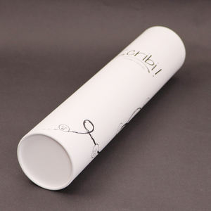 Tubo postal de embalaje de producto de papel de cartón blanco laminado mate personalizado con tapa - Product Image 2