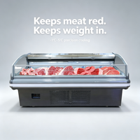 Vitrine réfrigérée commerciale multi-étagères pour viande crue, idéale pour marché de produits frais et restaurant buffet / hot pot, avec éclairage LED
