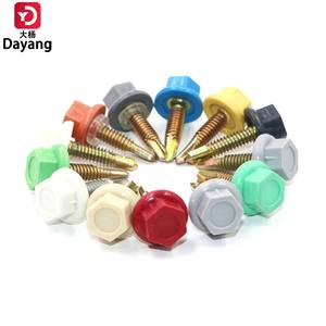 Din標準炭素鋼自己掘削ねじ40mm長ナイロンキャップ亜鉛カラフル板金M3.5プラスチック洗濯機付き - Product Image 1