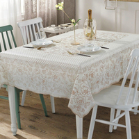 Housse de table rectangulaire 54x72 pouces en PVC imperméable et antidérapante, motif floral bronzé, style européen, pour salle à manger et banquet