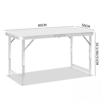 Tables pliantes légères en alliage d'aluminium réglables 80x50cm pour pique-nique, camping et utilisation en extérieur avec sac de transport portable
