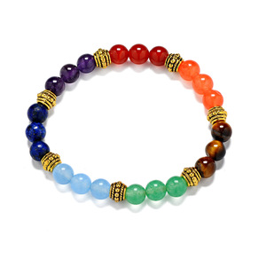 Bracciale Elastico con 7 Chakra in Perline Dorate per Uomo e Donna, Yoga, Meditazione, Diffusore, Regalo Religioso Buddista - Product Image 5