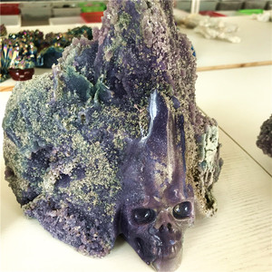 Wholesale Natural <strong>Crystal</strong> Grape Agate Skulls Stone <strong>Crystal</strong> <strong>Craft</strong> Carved Purple Grape Agate Skulls <strong>for</strong> Decoration - Product Image 2
