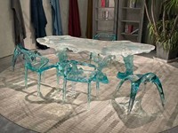 Table basse en résine transparente à texture d'ondulation d'eau personnalisée, aspect glace, grande dalle artistique en époxy pour villa de luxe