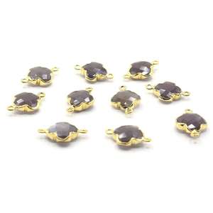 Piedra Lunar Marrón de 19 a 21 mm con Conector Chapado en Oro en Forma de Cuatro Hojas para la Fabricación de Joyas - Product Image 3