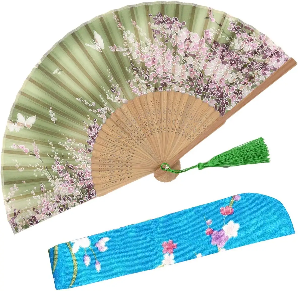 Цветочный винтажный Ручной Веер в бамбуковой рамке складной веер с элегантной кисточкой подарок экологичный