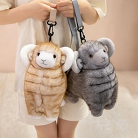 Sac bandoulière en peluche mouton agneau moelleux à plusieurs niveaux, vente en gros d'usine, personnalisable OEM pour enfants, tout-petits, voyage, cadeau d'anniversaire