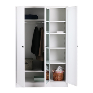 <span class=keywords><strong>Armario</strong></span> de almacenamiento de ropa colgante de acero <span class=keywords><strong>multiusos</strong></span> <span class=keywords><strong>Armario</strong></span> de acero metálico de 3 puertas con espejo - Product Image 3