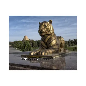 Escultura de tigre de bronce de tamaño real, escultura de animal grande