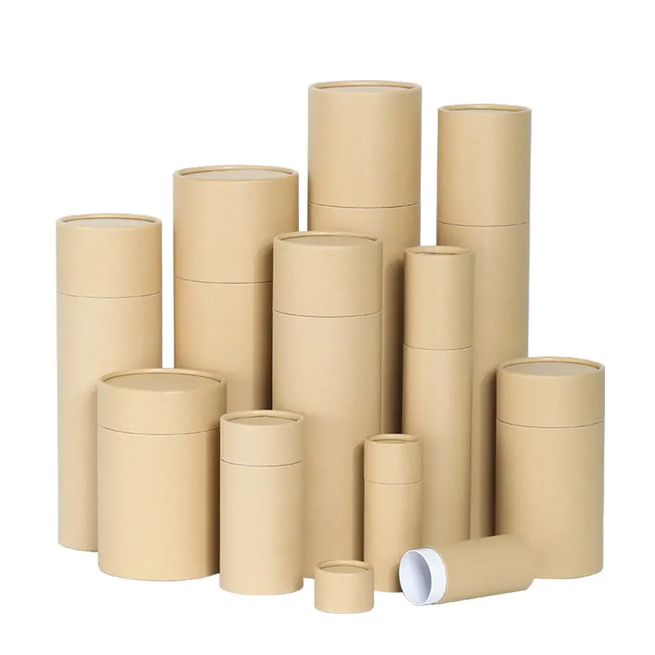 Tubo de papel para embalagem de caixa de chá biodegradável com logotipo, tubo de papel marrom de qualidade alimentar