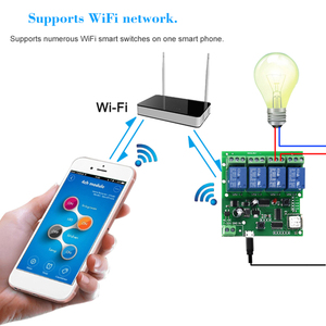 Lonten Smart Remote Control Module 4CH 10A Relays WIFI Wireless Universal Switch Work with <strong>Alexa</strong> Google Home EWeLink APP Domotic - Product Image 6