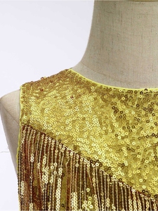 Disfraz de baile de moda para niñas de 6 a 16 años, estilo disco de los años 70, con decoración metálica, para actuaciones en escenario y fiestas temáticas. - Product Image 3