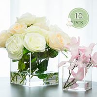 Vases carrés acryliques 3 ''4'' 5 ''Cube clair fleur centre de table décoratif pour mariage maison événements fêtes-12 pièces Ensemble