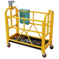Plataforma de Trabalho Amarela para Empilhadeira, Cesto Gondola com Corrimãos e Trava Manual para Canteiro de Obras