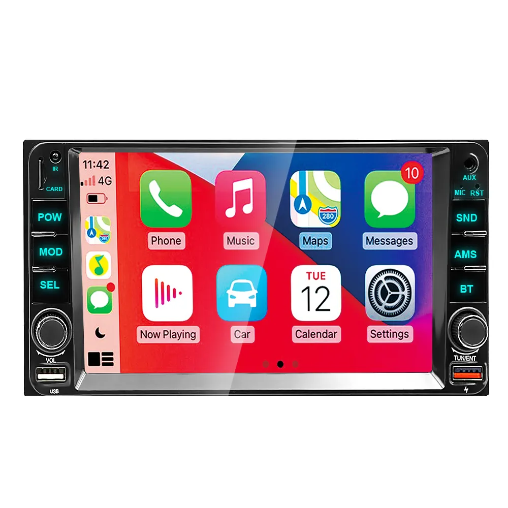 Sunplus carplay android auto 7 inch 2 din car radio mp5 player for toyota BT FM USB touch screen car stereo video DVD player