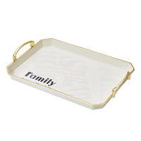 Nouveau Plateau de Service Ondulé en Plastique Transparent Plaqué Or, Vente en Gros Direct Usine, pour Fruits, Ensemble à Thé, Snacks et Vaisselle Maison