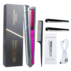 USB Rechargeable 2-in-1 Travel Iron Curler Portable Ceramic-Coated <strong>Mini</strong> <strong>Hair</strong> <strong>Straightener</strong> LCD Titanium for Household Hotel Use - Product Image 6