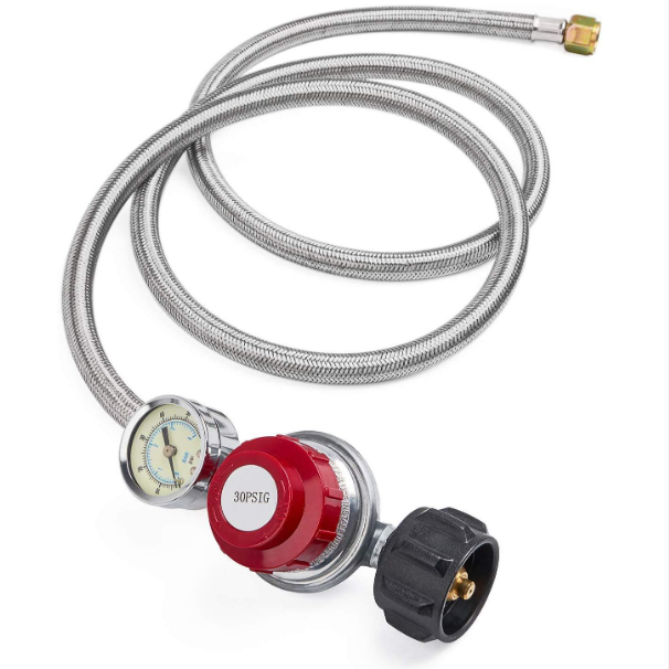 Регулятор высокого давления 0-30psi Регулируемый пропановый газовый баллон с нержавеющим плетеным шлангом