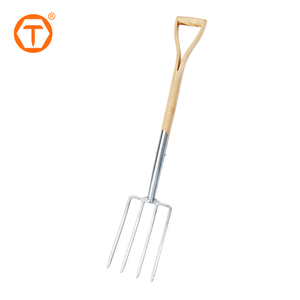 4 tines Pitch ngã ba thép không gỉ vườn ngã ba pitchfork cho làm vườn đào ủ spading với tay cầm bằng gỗ - Product Image 1