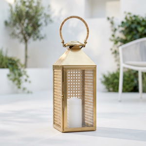 Manufacturers Latest Rattan Mesh Style <b>Gold</b> Metal Candle <b>Lantern</b> for Home and Weddings Decoration - Product Image 1