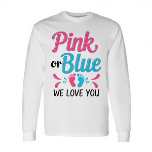T-shirt à manches longues rose ou bleu « We Love You » pour baby shower - Product Image 2