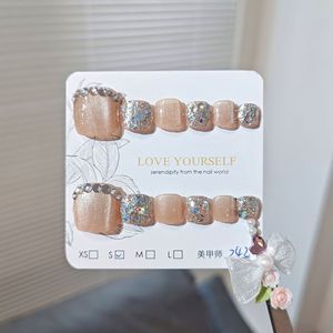 Lot de 12 faux ongles de pieds en ABS de haute qualité, forme stiletto, à couverture complète, avec colle pour application sur les doigts - Product Image 2