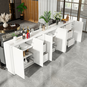 Lxyx Modern <b>White</b> Bar <b>Cabinet</b> with Slab Doors and <b>Storage</b> Drawers for Entryway or Kitchen Use - Product Image 1