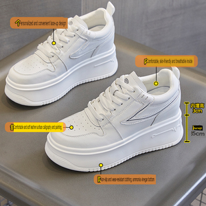 Lefu bianco da donna 2024 estate pelle per il tempo libero traspirante forza uno scarpe da donna nuove - Product Image 6
