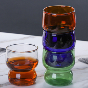 Gobelet en verre borosilicate multicolores de 300 ml, empilable et isolant, pour la maison, le café et le bar - Product Image 1