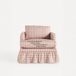 Juego de Sillones de Salón Tapizados en Lino Rosa Suave de Estilo Europeo para Apartamento u Hotel, Sofás en Venta - Product Image 2