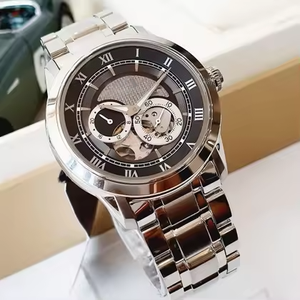 Automatic Skeleton <b>Watches</b> for Men Stainless Steel Case Leather Strap Sport Style Band Automatic Mechanical Men's Business <b>Watch</b> - Product Image 3