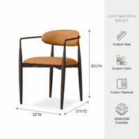 Chaise de salle à manger moderne en bois, rembourrée en cuir durable, fabriquée à la main, pour l'ameublement de la maison